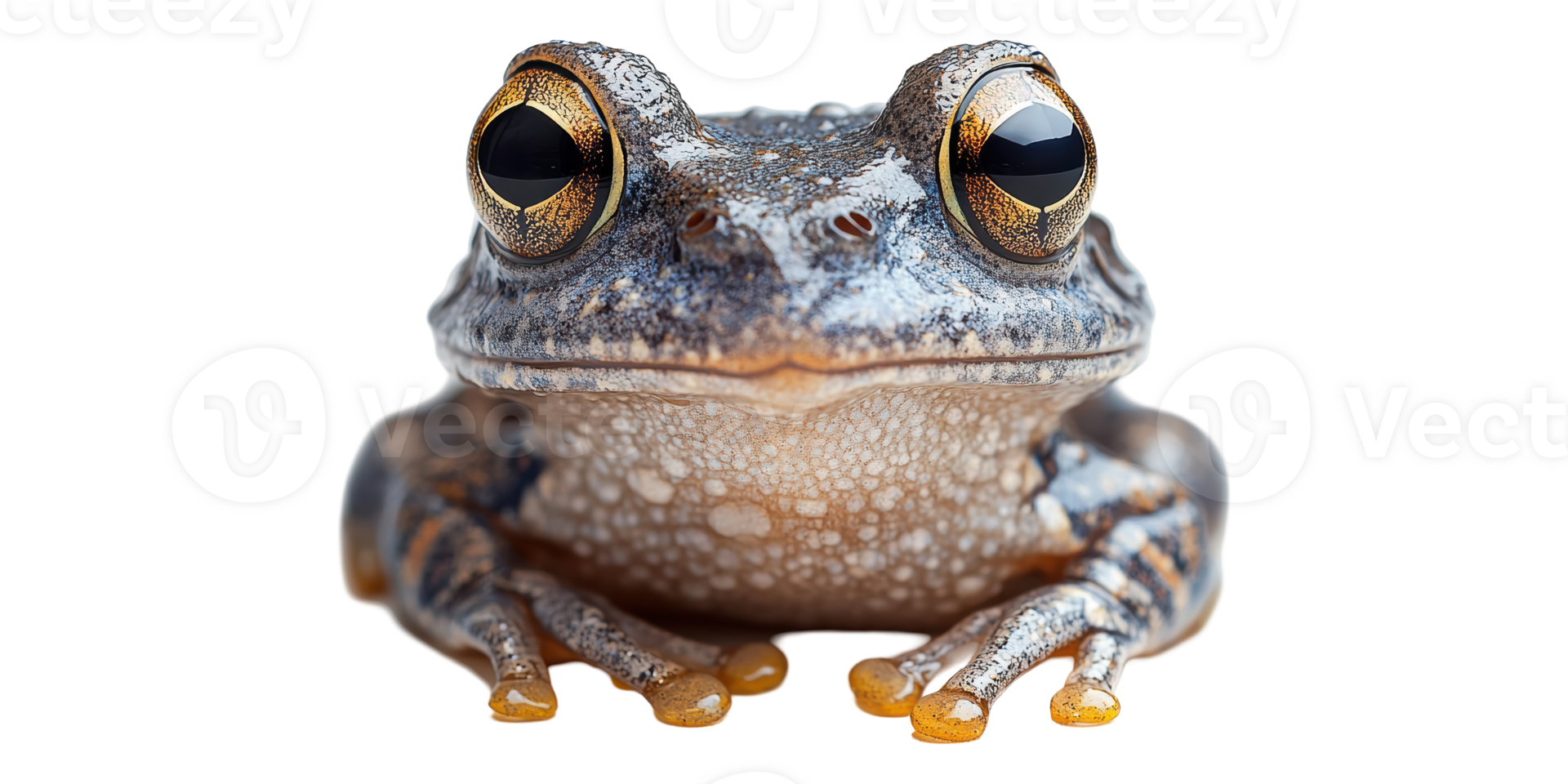 Close up of blue and grey frog with large eyes isolated on transparent background png