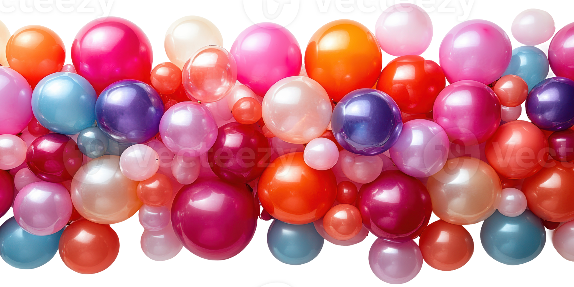 Colorful party balloons cluster isolated on transparent background png