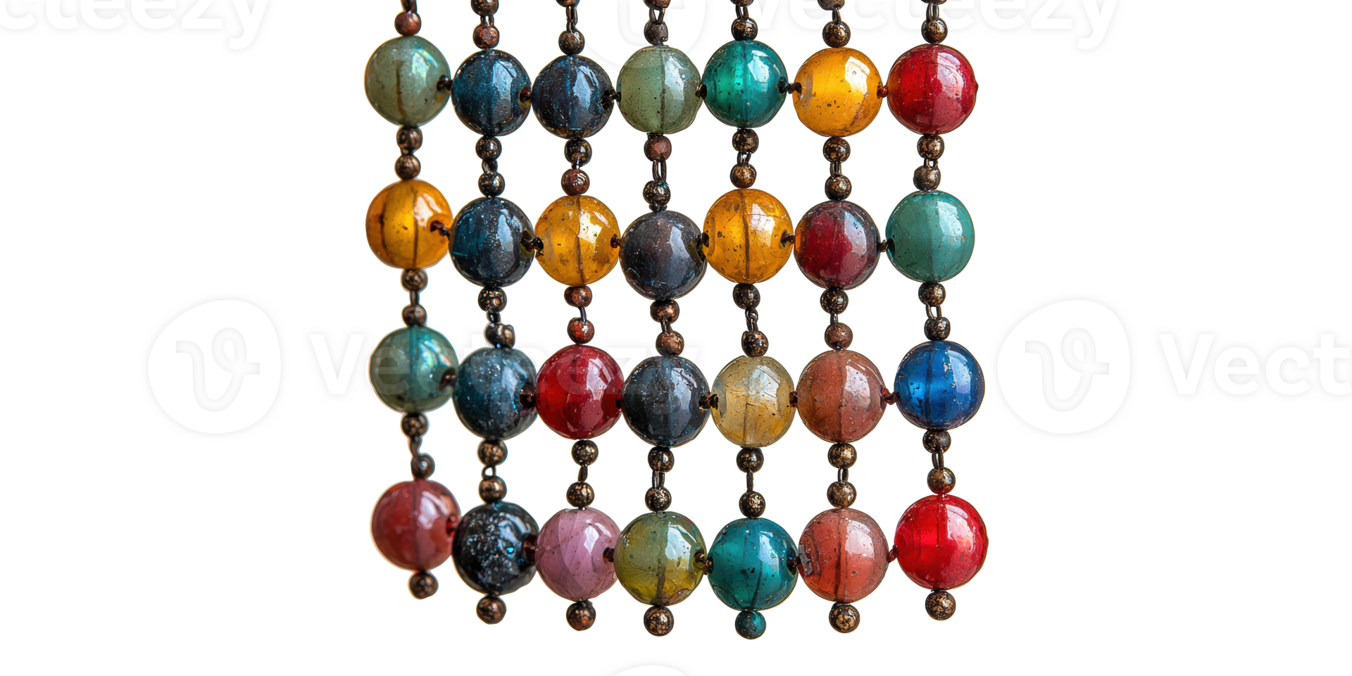 Multicolored beads string isolated on transparent background png