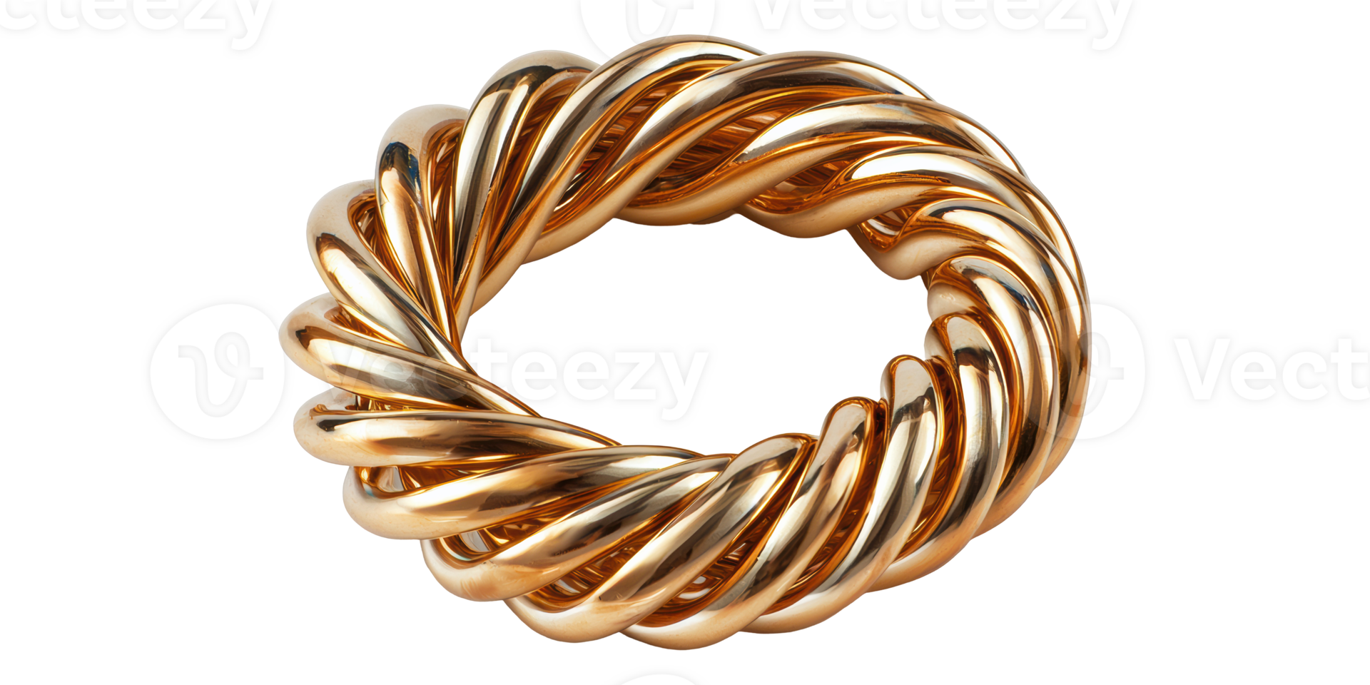 Golden twisted bracelet isolated on transparent background png