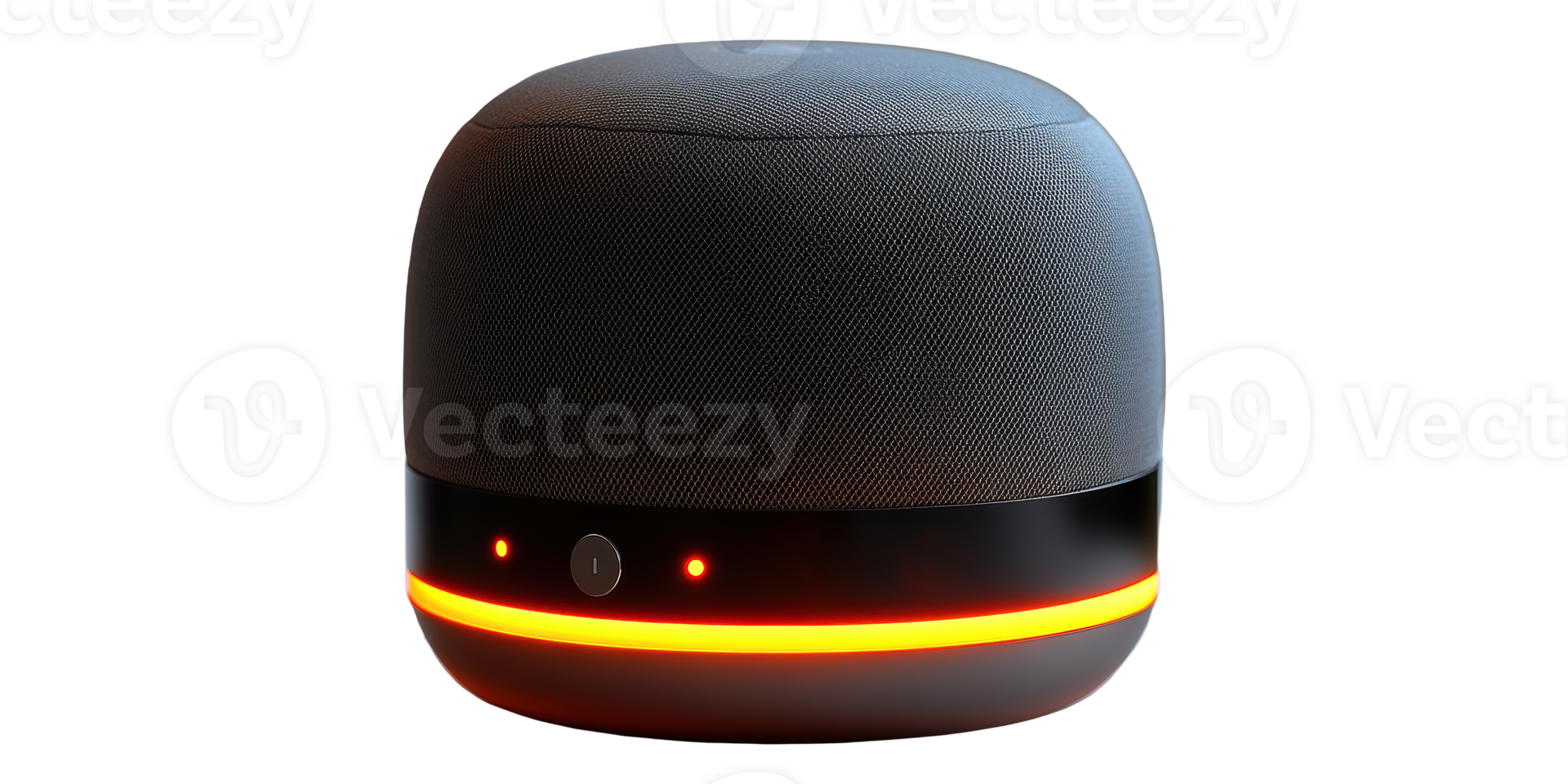 Black smart speaker with orange led light isolated on transparent background png