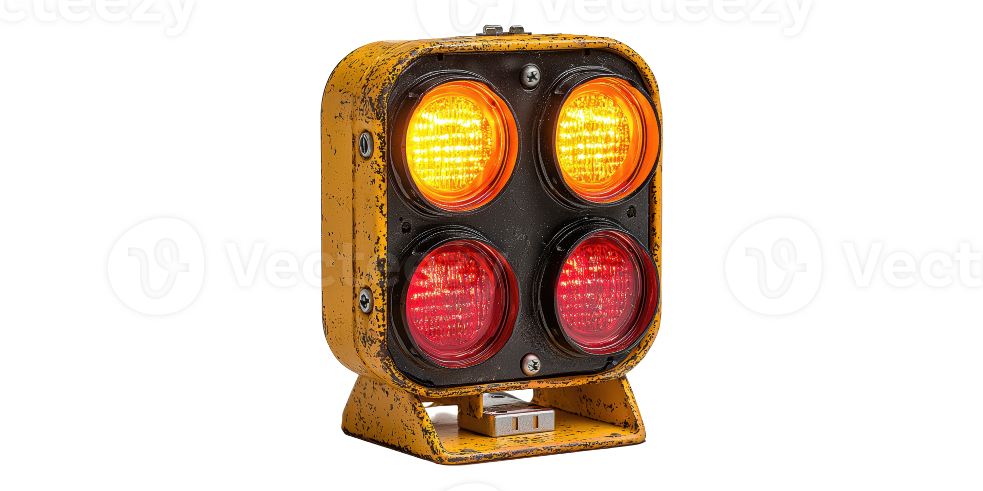Vintage industrial traffic signal light isolated on transparent background png
