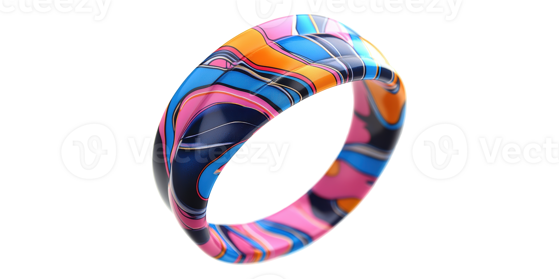 Colorful abstract ring with vibrant patterns isolated on transparent background png