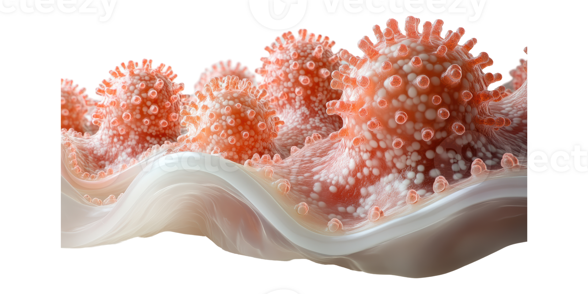 Microscopic view of virus particles isolated on transparent background png
