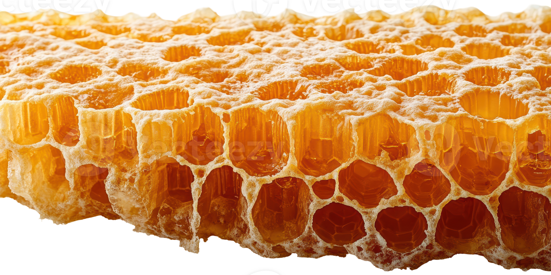 Honeycomb pattern with golden hexagonal cells isolated on transparent background png