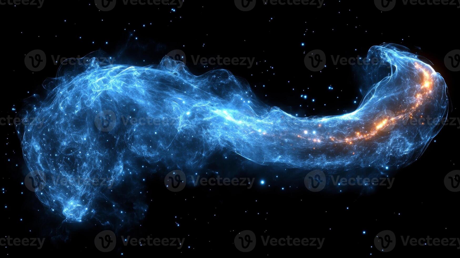 The nebula is a blue and orange star photo