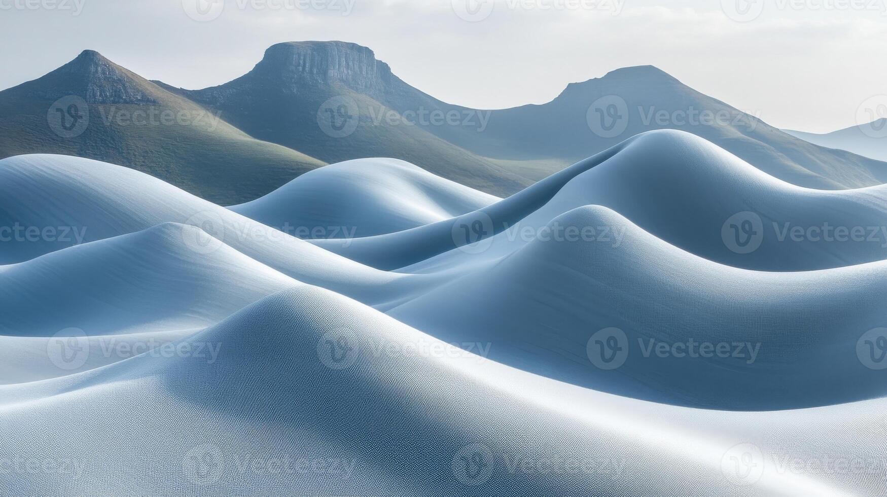 A mountain range with blue waves in the distance photo