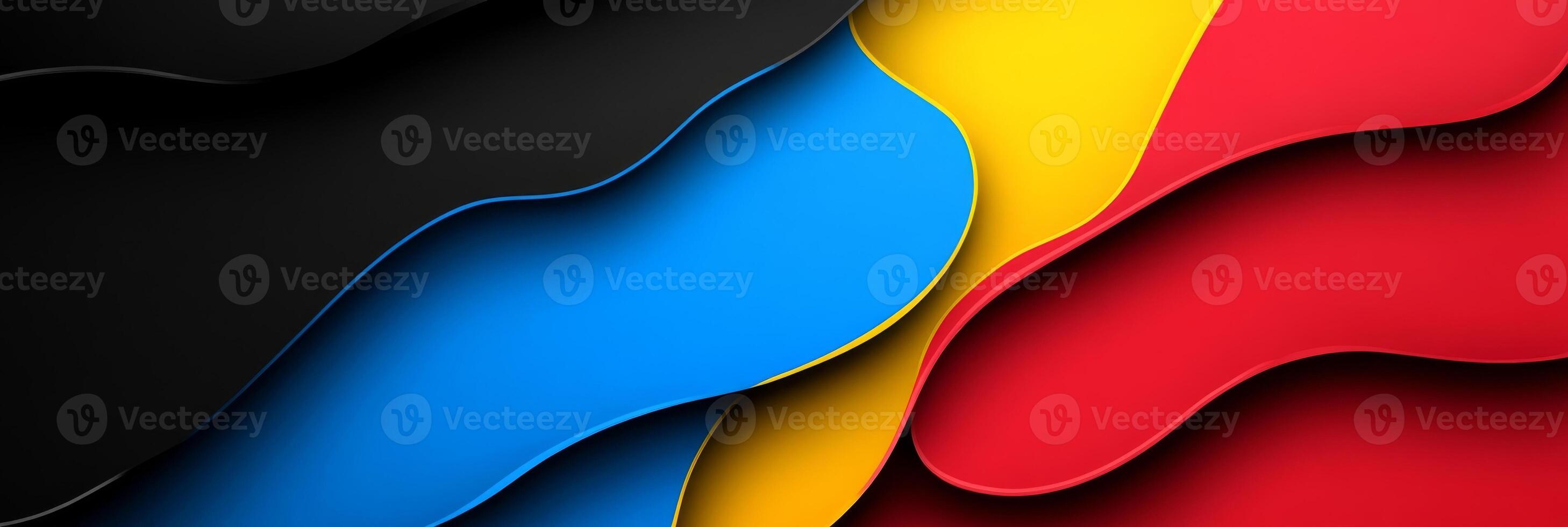 Abstract Colorful Waves Background Design with Black, Blue, Yellow and Red Colors photo
