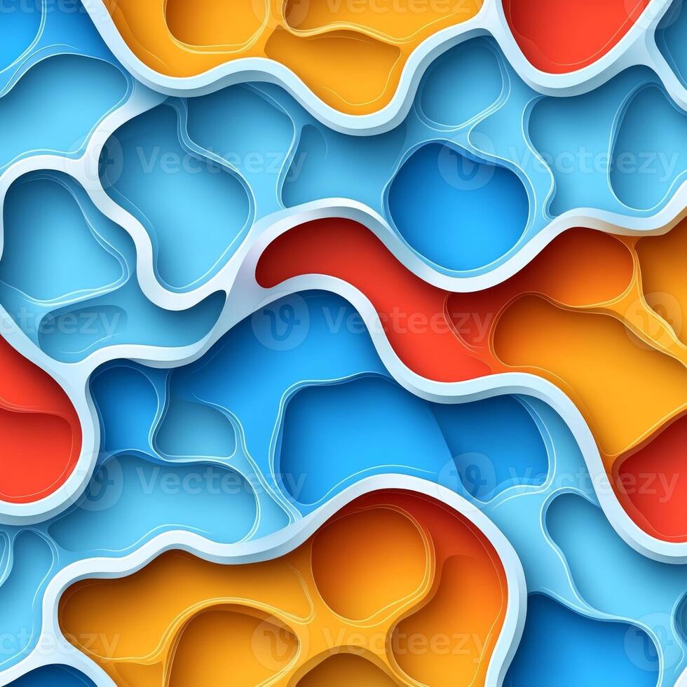 Abstract Colorful Papercut Design with Vivid Hues and Organic Shapes photo