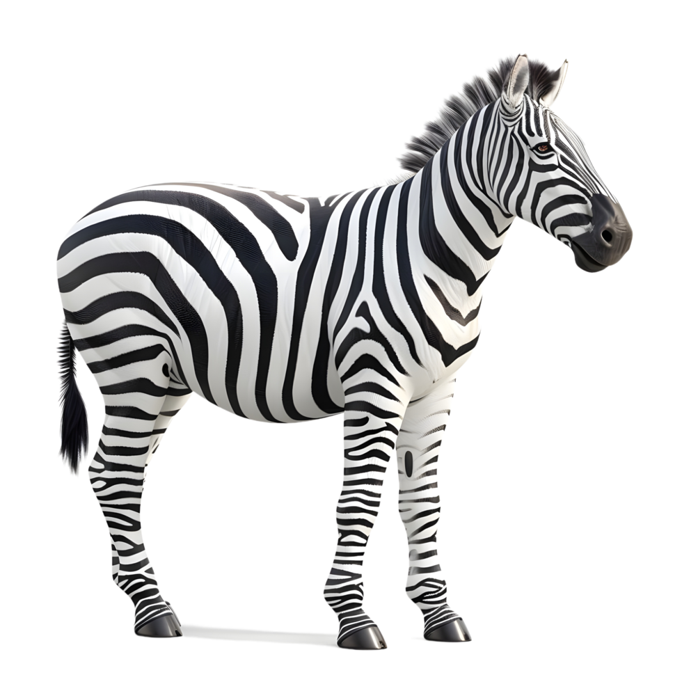 Zebra Facing Left with Distinctive Stripes Isolated on Transparent Background png