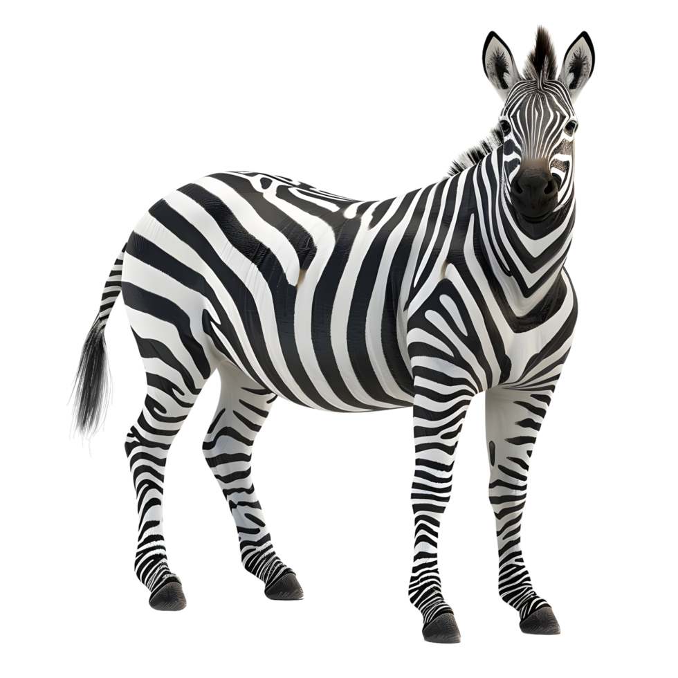 Zebra Facing Forward with Classic Stripes Isolated on Transparent Background png