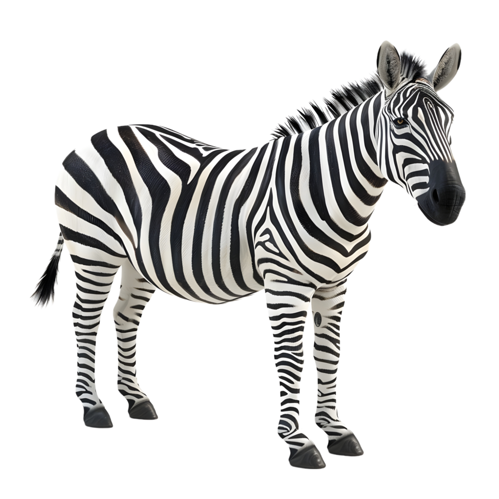 Zebra Facing Right with Striking Stripes Isolated on Transparent Background png