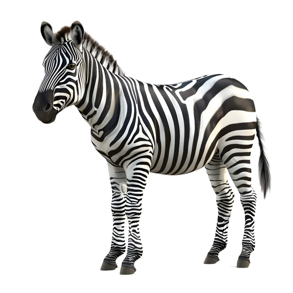 Zebra Facing Left with Bold Stripes Isolated on Transparent Background png