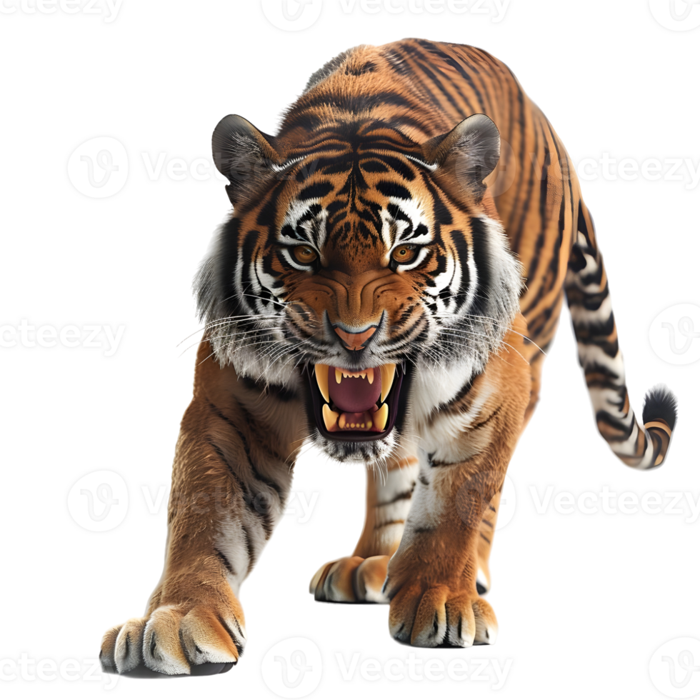 Fierce Tiger Isolated on Transparent Background png