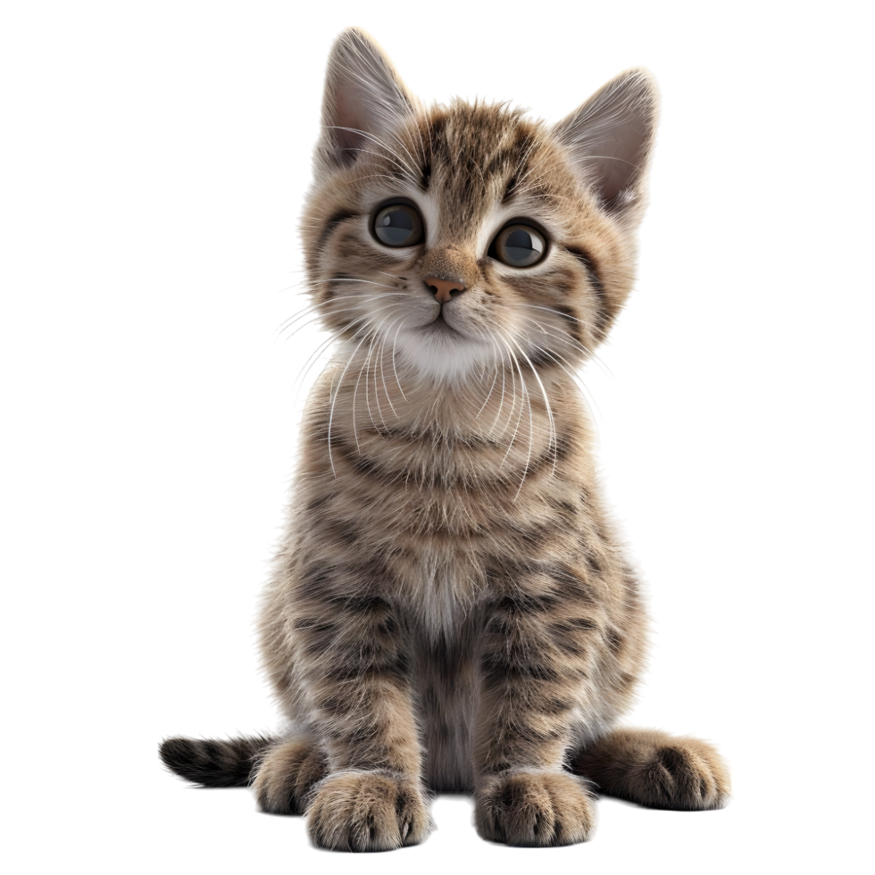 Playful Kitten Sitting Isolated on Transparent Background png
