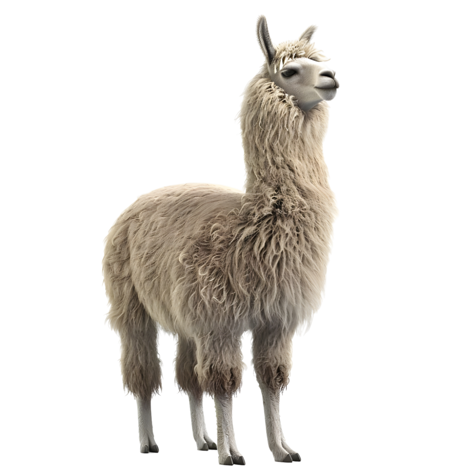 Llama Facing Slightly Right Isolated on Transparent Background png