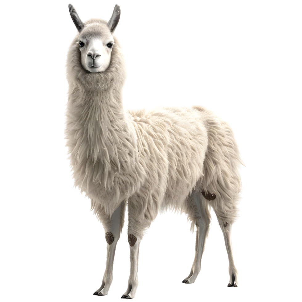 Standing Llama Facing Forward Isolated on Transparent Background png