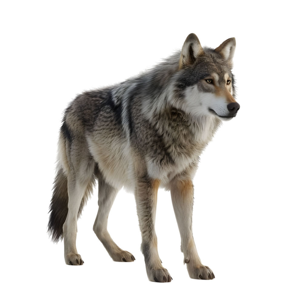 Wild wolf howling with mouth open isolated on transparent background png