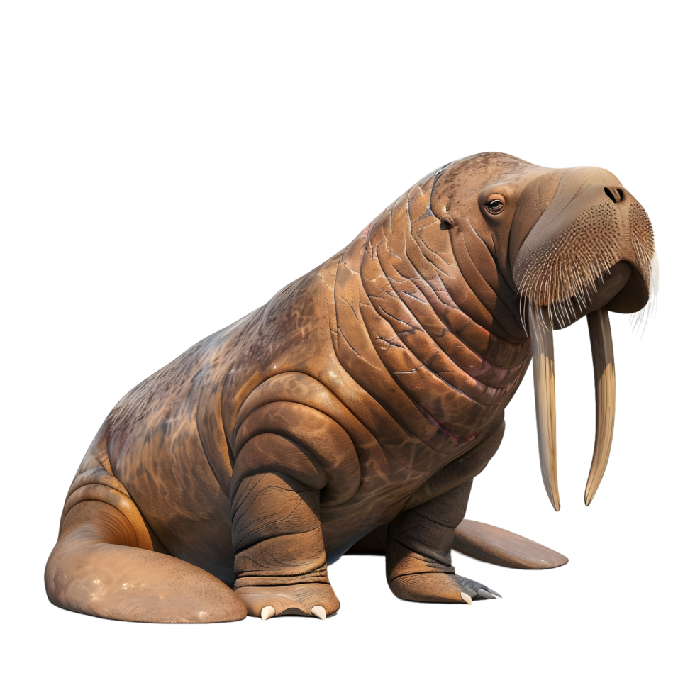 Walrus lying with curved tusks isolated on transparent background png