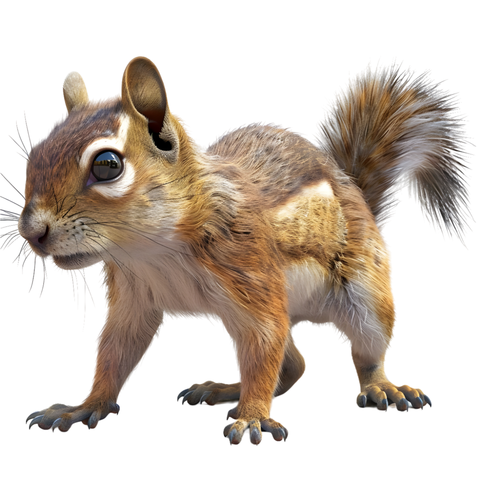 Realistic squirrel standing on hind legs isolated on transparent background png