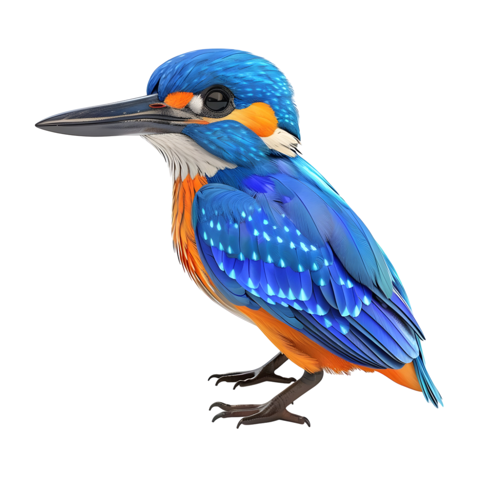 an Azure Kingfisher with bright blue and orange feathers isolated on transparent background png