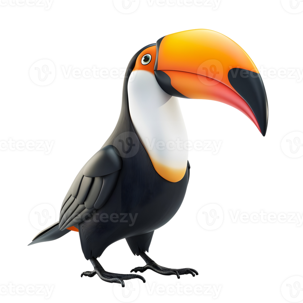 a Toucan with a large beak isolated on transparent background png