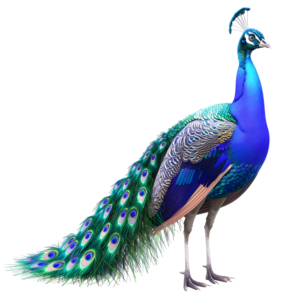 Peacock with Feathers Down Isolated on Transparent Background png