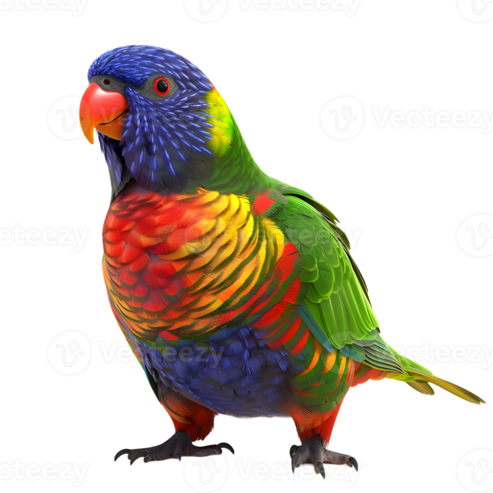 Colorful Parrot with Green Body Isolated on Transparent Background png