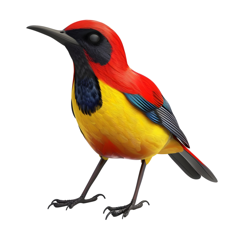 a Crimson Sunbird with bright red and yellow plumage isolated on transparent background png