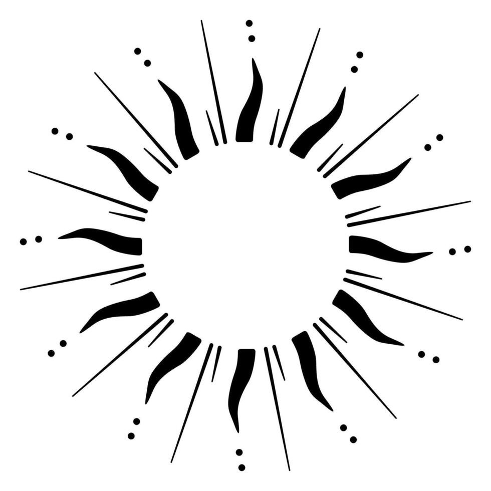 hand drawn abstract bohemien sun vector