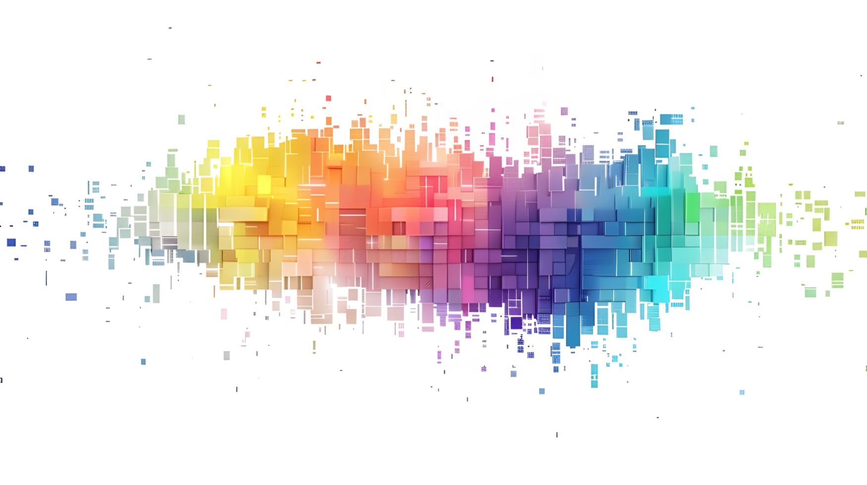 rainbow colored digital pixel art isolated on transparent background png