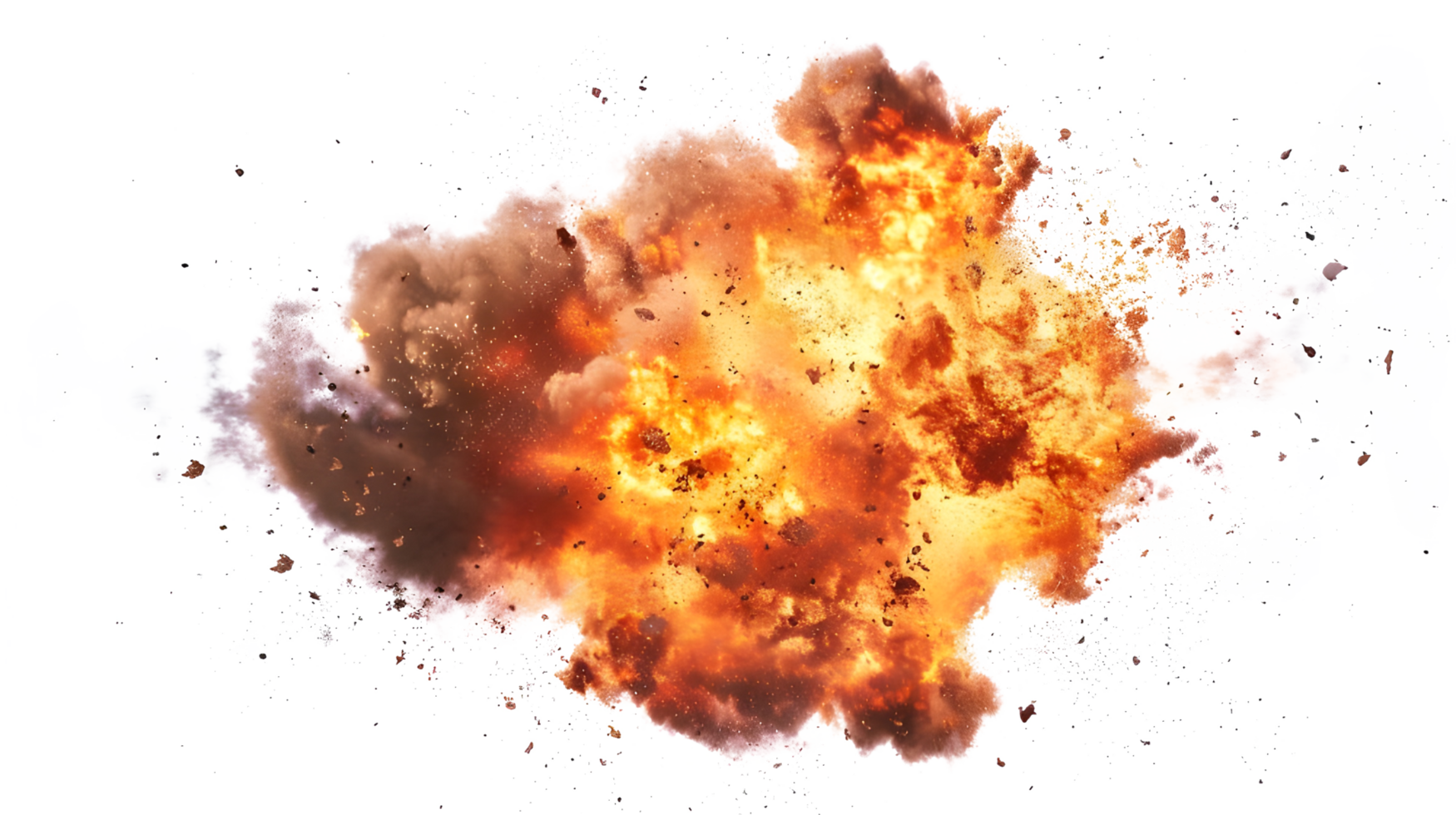 Fiery Explosion with Smoke and Debris isolated on transparent background png