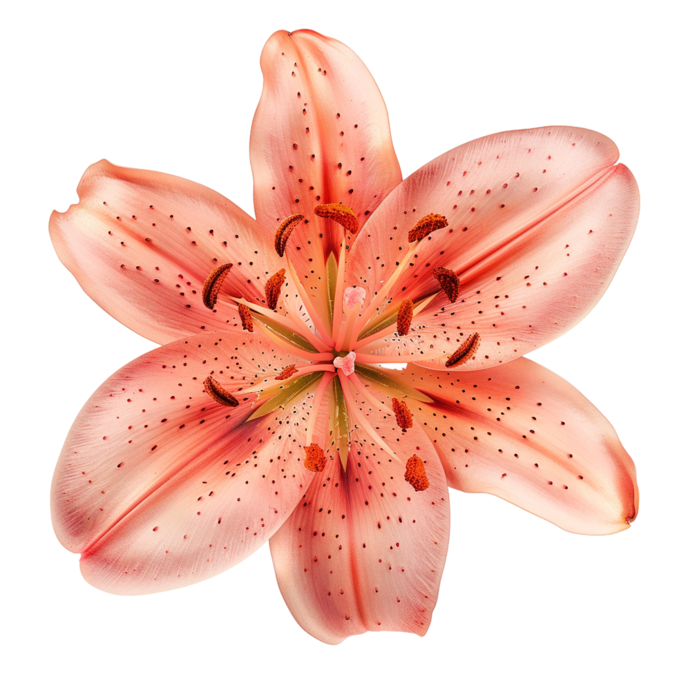 Top view of a Pink Lily Flower isolated on transparent background png