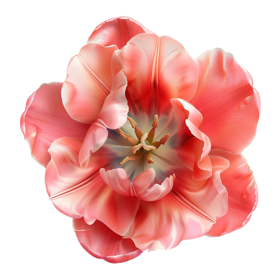 Top view of a pink tulip blossom isolated on transparent background png
