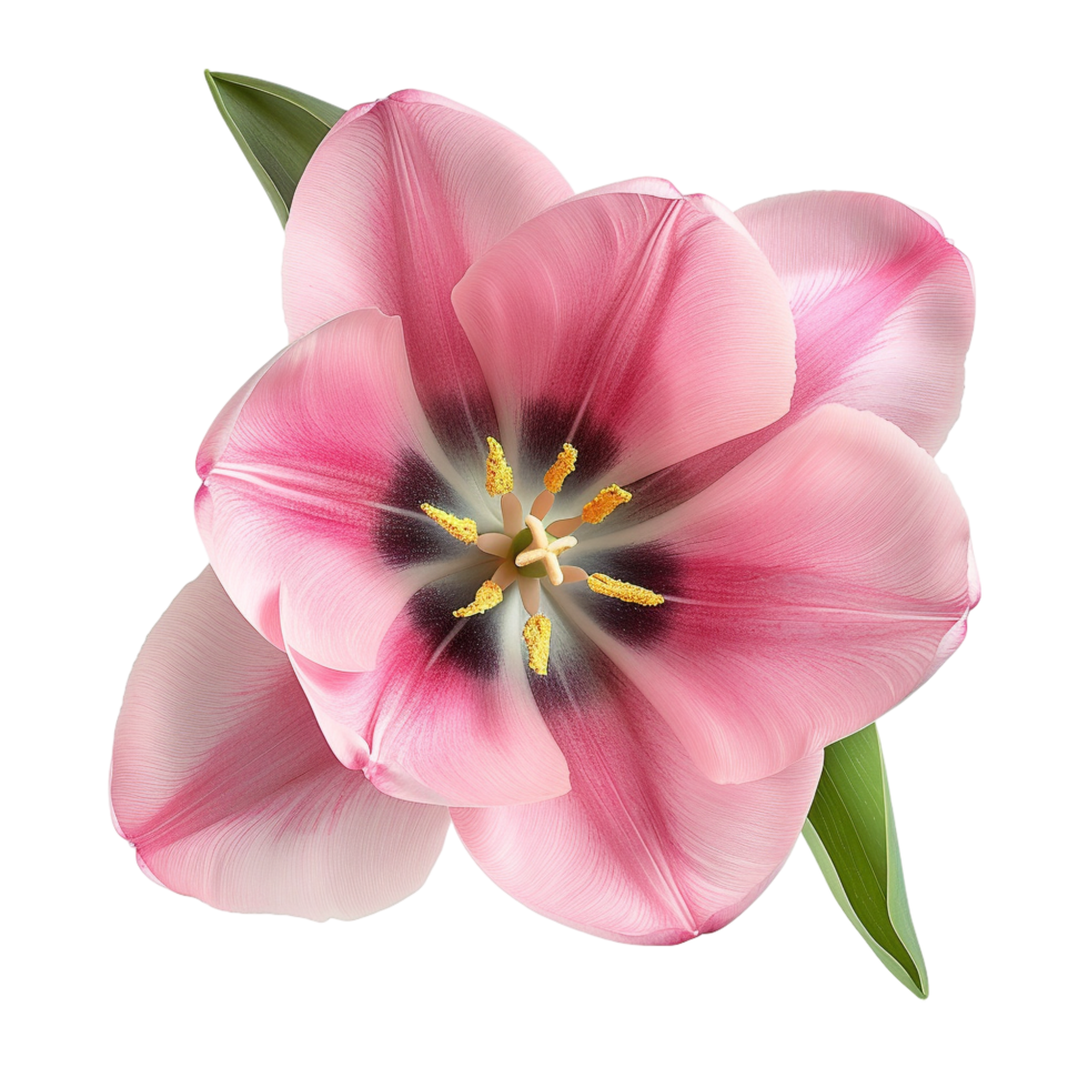 Top view of a Pink Tulip Flower isolated on transparent background png