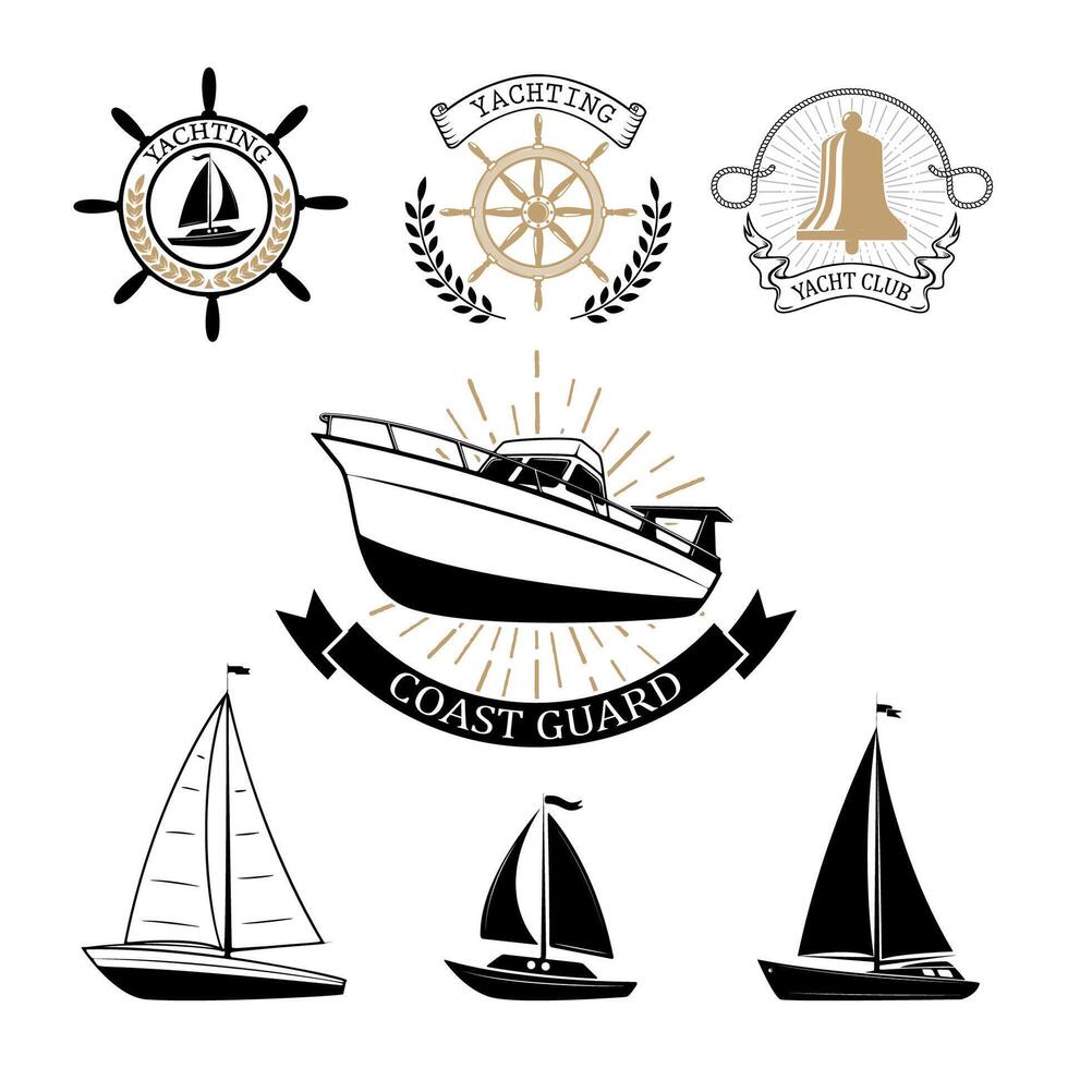 Nautical emblems. design elements. vector