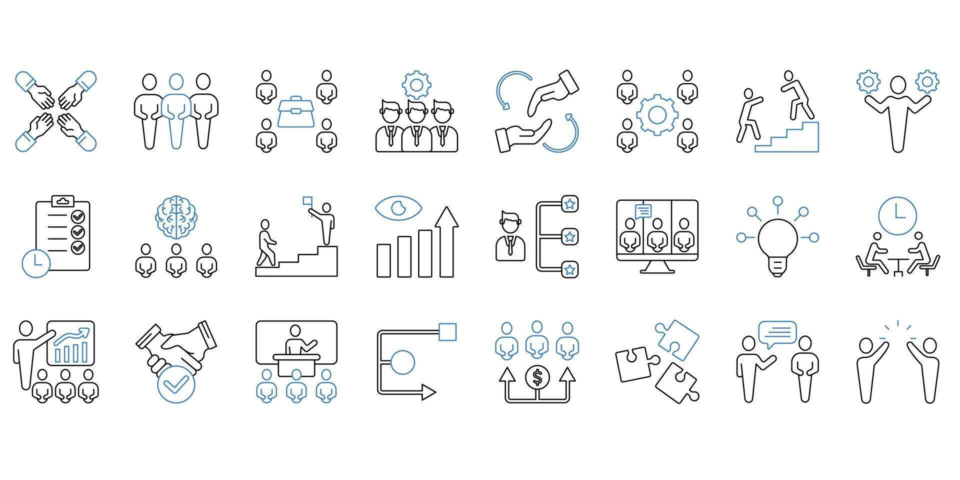 Teamwork. Set of editable stroke icons.Set of Teamwork vector