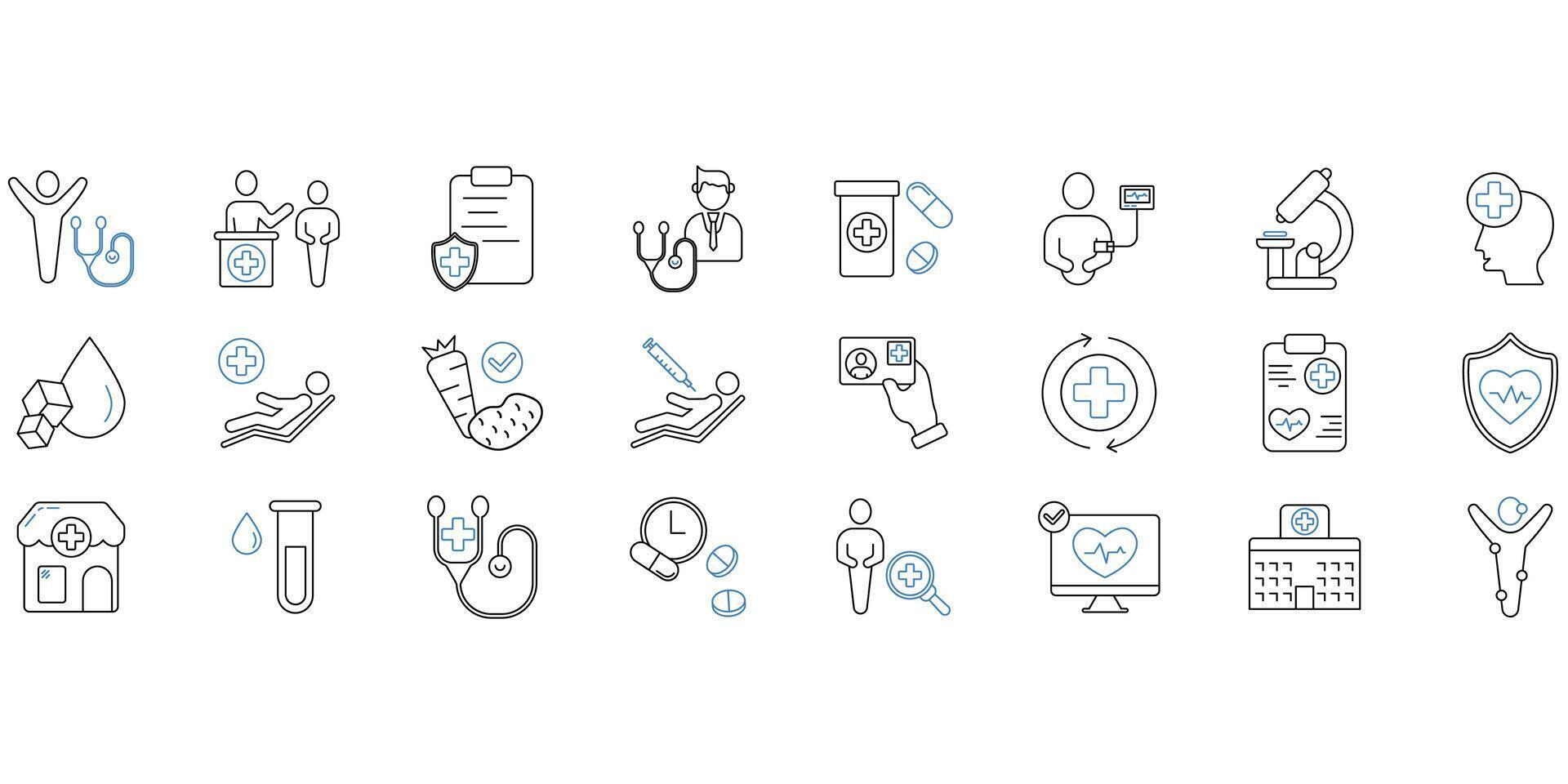 Health checkup . Set of editable stroke icons.Set of Health checkup vector
