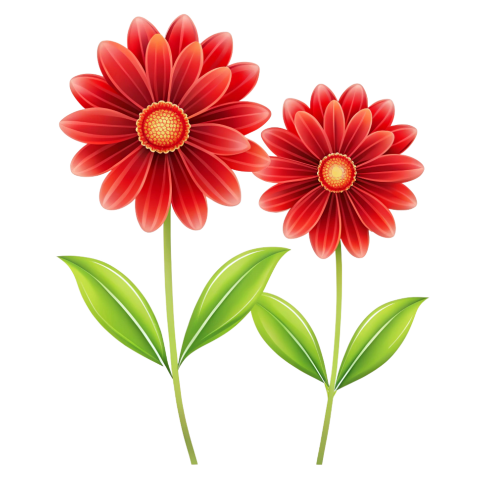 red two 3d flower isolated on transparent background png