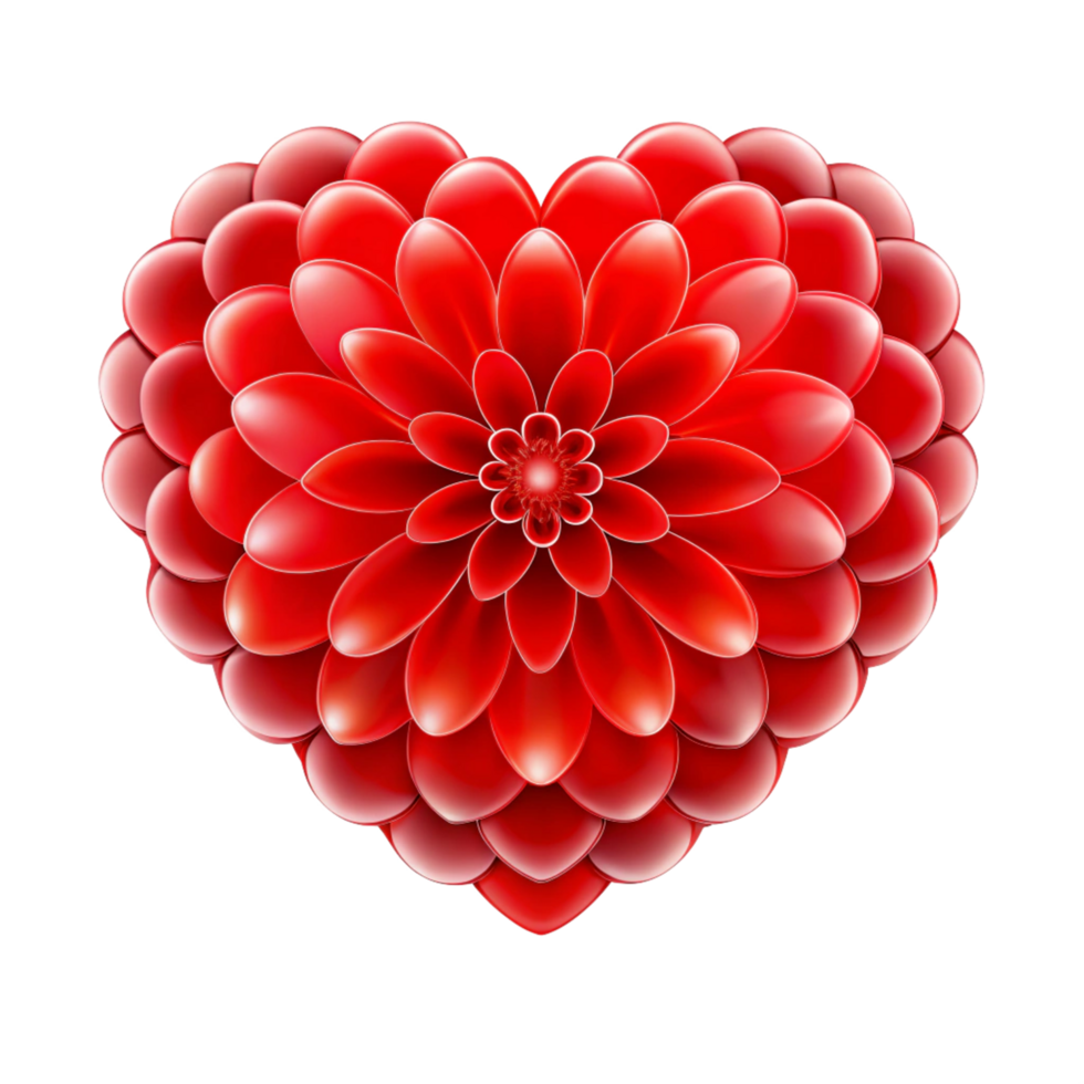 heart shape red flower isolated on transparent background png