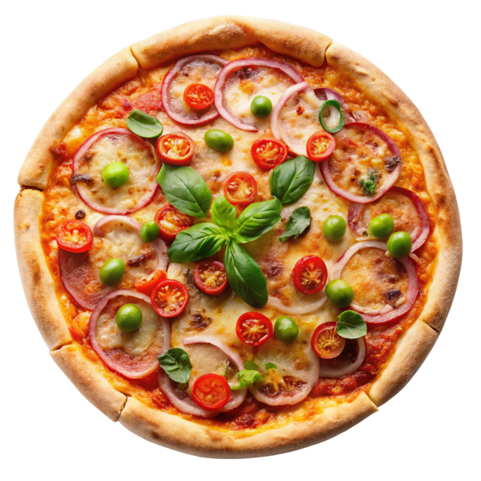 top view bufzaa pizza is isolated on the transparent background png