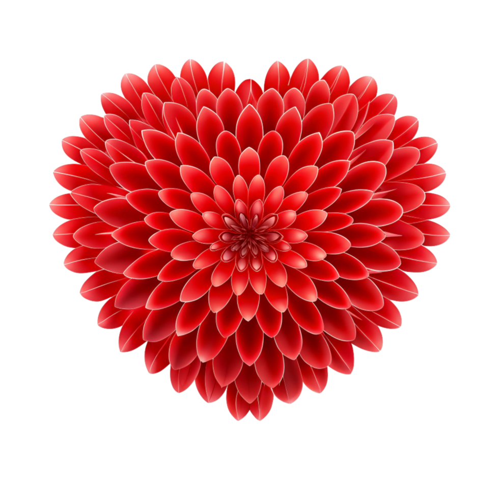 red heart flower isolated on transparent background png
