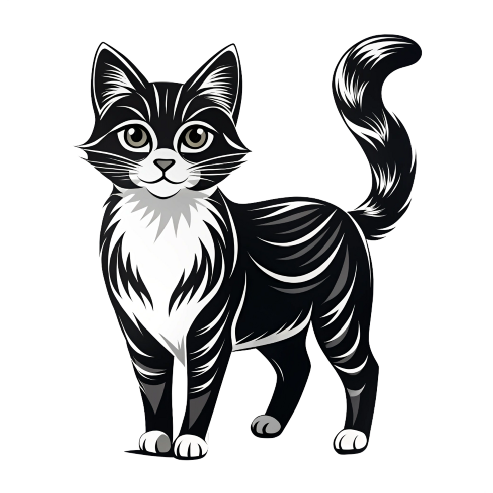 black cat standing the isolated on transparent background png