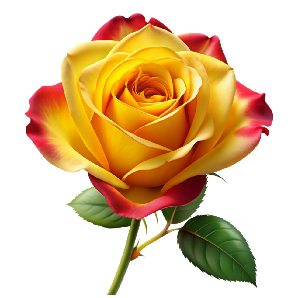 red and yellow 3d rose isolated on transparent background png