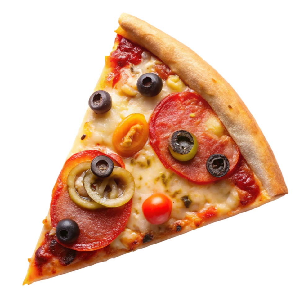 top view pizza slice isolated on transparent background png