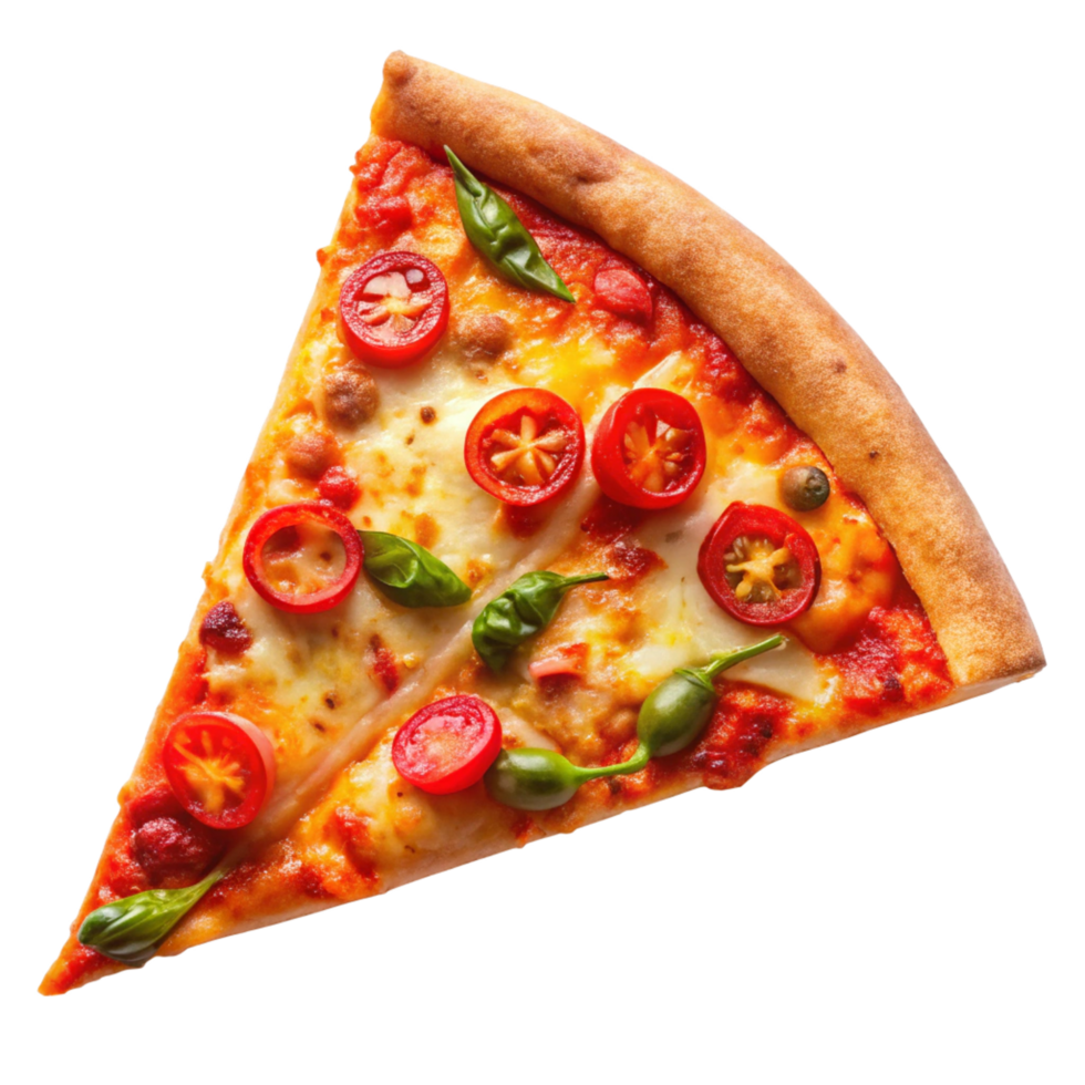 top view 3d pizza slice isolated on transparent background png