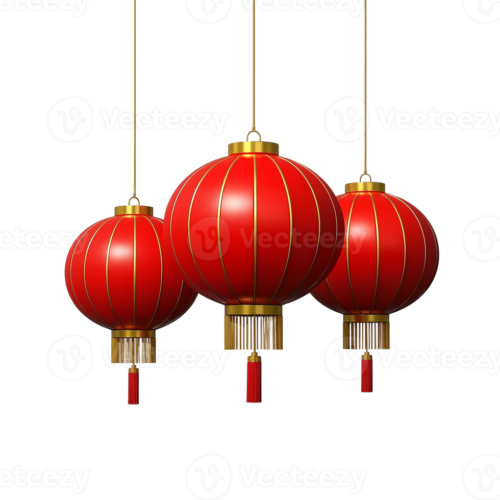 Three glossy Red Lantern png