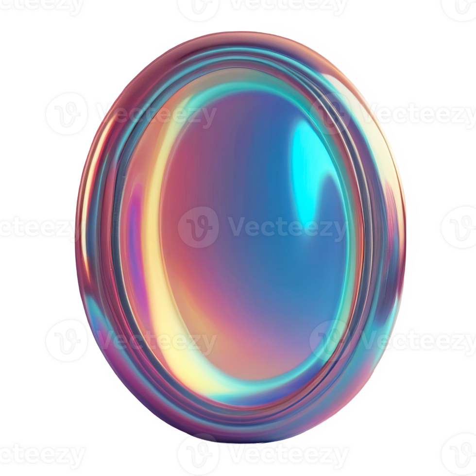 3D chrome holographic element in Y2K style, isolated background, liquid metal. Colorful, shiny and reflective object with a purple hue, circular shape made of glass. png