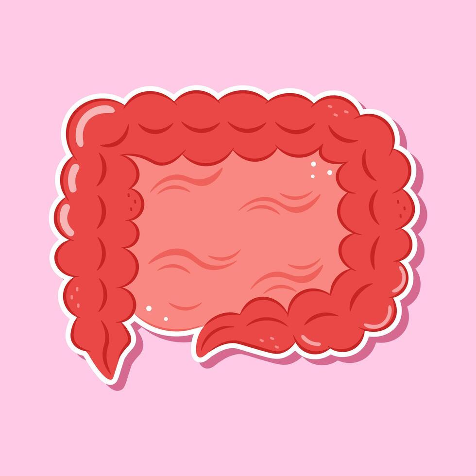 Illustration of Intestines Sticker in cartoon style on pink background vector