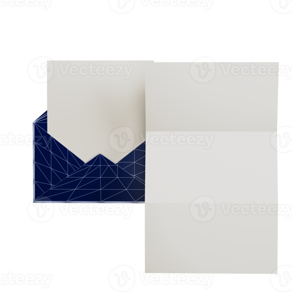3d render model wireframe letter envelop love concept png